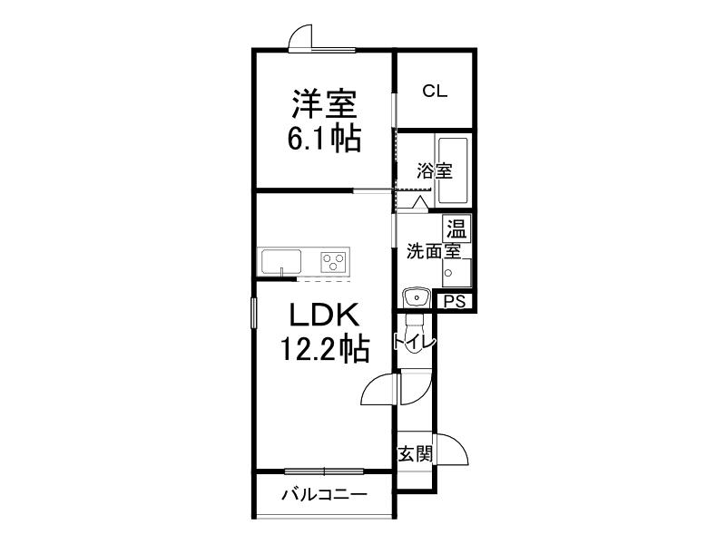 TOWN西13南15セオリーA・B(1LDK/1階)の間取り写真