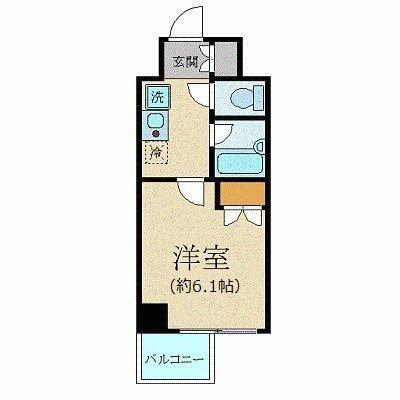 ヴェルトウォーターフロント(1K/6階)の間取り写真