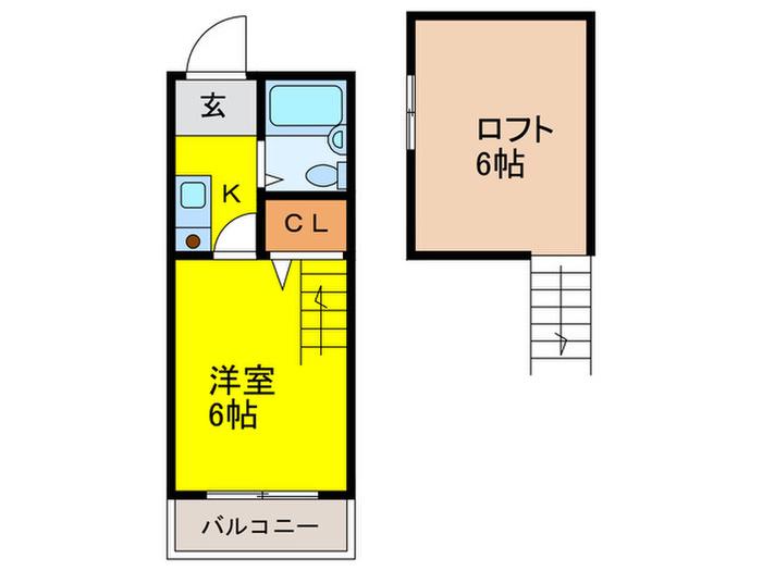 タクティ桑津(1K/3階)の間取り写真