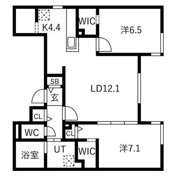 ALPHA南5条(2LDK/1階)の間取り写真