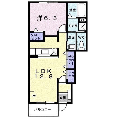 メゾン・ド・ロワールA(1LDK/1階)の間取り写真