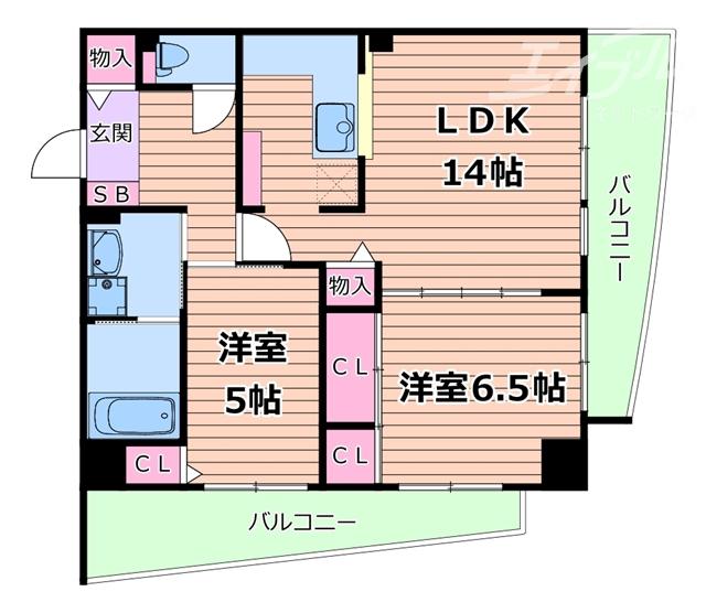 キャニスコート上新庄(2LDK/8階)の間取り写真