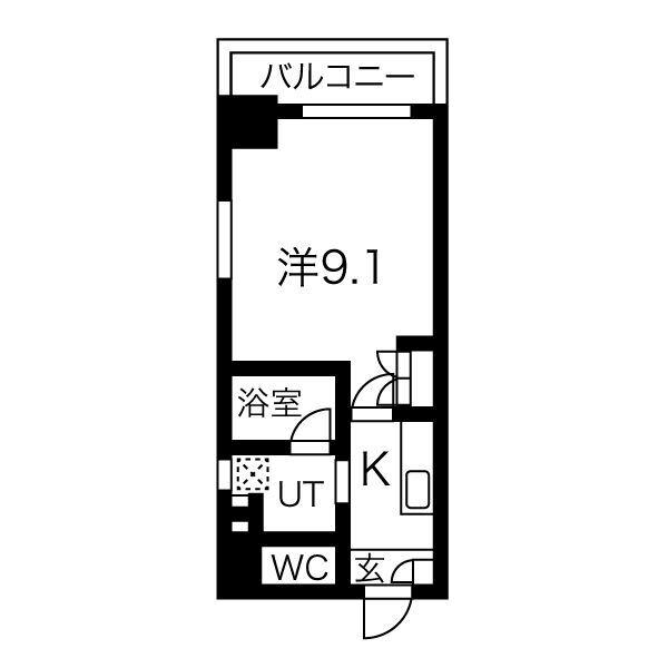 アールズタワー瑞穂運動場西駅前(1K/3階)の間取り写真