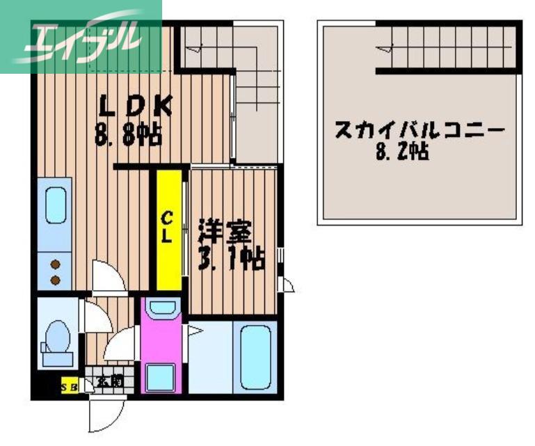 GRANDTIC REALISER(1LDK/2階)の間取り写真