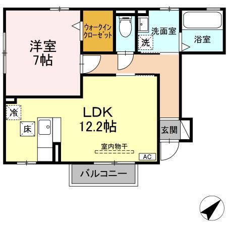 セジュールS・A(1LDK/1階)の間取り写真