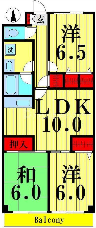 コスモポート草加(3LDK/2階)の間取り写真