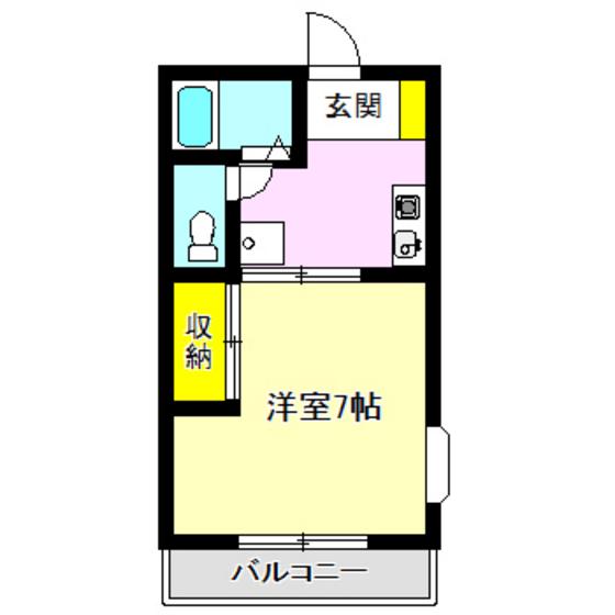 アルモニーアカイシ I(1K/1階)の間取り写真