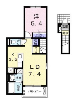 グレイス茶屋町駅前A棟(1LDK/2階)の間取り写真
