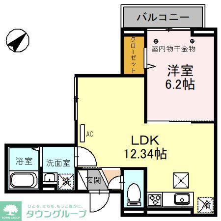 リーラN(1LDK/1階)の間取り写真