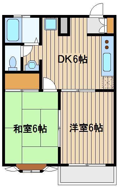 ベルストーン(2DK/2階)の間取り写真