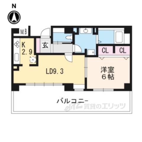 ベラジオ京都鴨川(1LDK/2階)の間取り写真