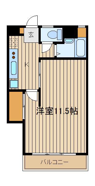 ハイツ・一ツ木(1K/1階)の間取り写真