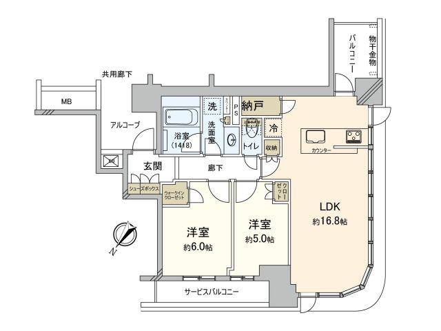 シエリアタワー中之島(2LDK/18階)の間取り写真