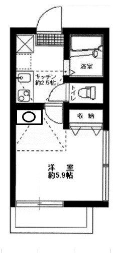 カルペディエム横浜I(1K/2階)の間取り写真