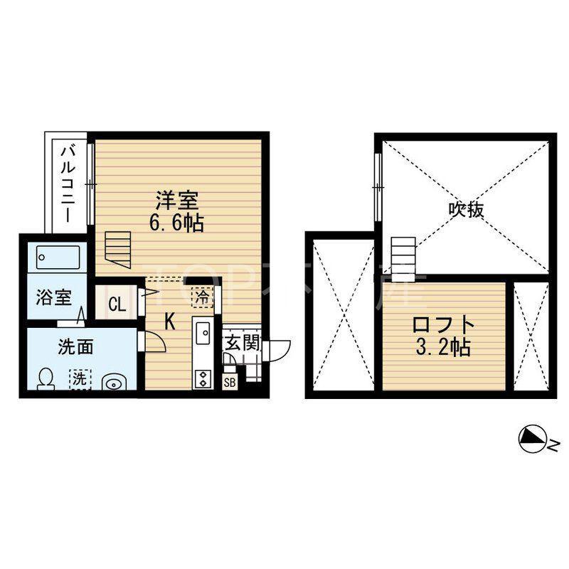 ALIVILA(ワンルーム/2階)の間取り写真