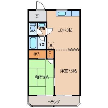 コーポサンエイトAG(2LDK/3階)の間取り写真