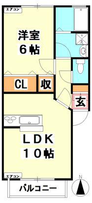 エスタシオン(1LDK/1階)の間取り写真