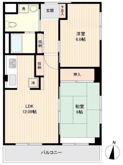 テラス上布田(2LDK/2階)の間取り写真