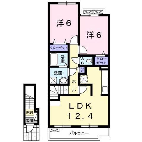 クレーストI(2LDK/2階)の間取り写真