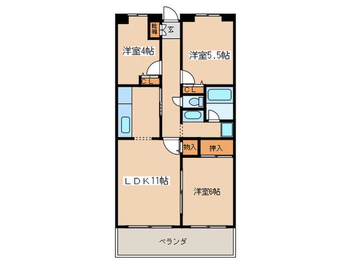 センターヒルズ21壱番館(3LDK/5階)の間取り写真