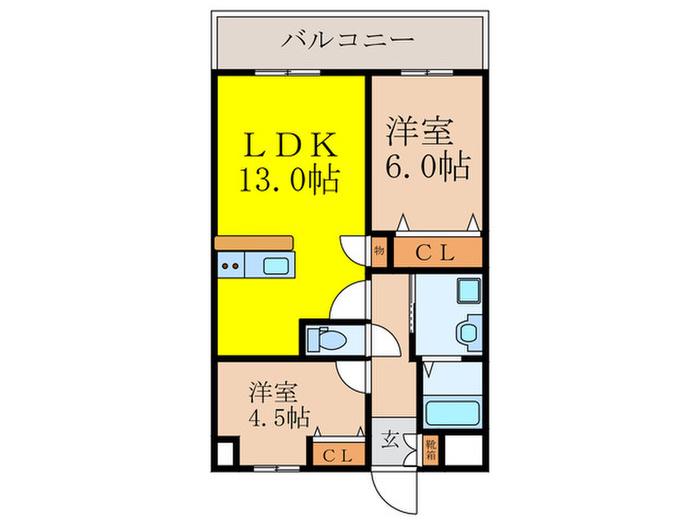 ボニータカーサ(2LDK/3階)の間取り写真
