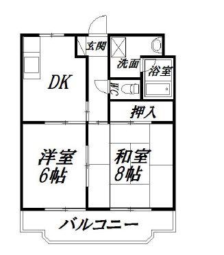 マンションカズ(2DK/4階)の間取り写真