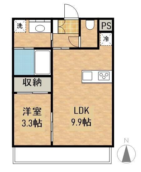 グリーンベア(1LDK/4階)の間取り写真