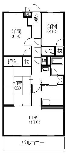 リヴェールセントラルハイツ(3LDK/2階)の間取り写真