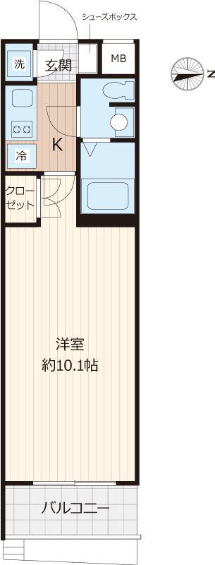 BEVERLY HOMES 下赤塚(1K/4階)の間取り写真