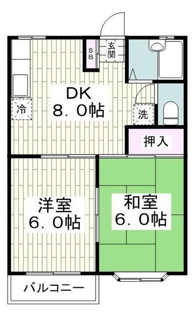 サンエトワール(2DK/1階)の間取り写真