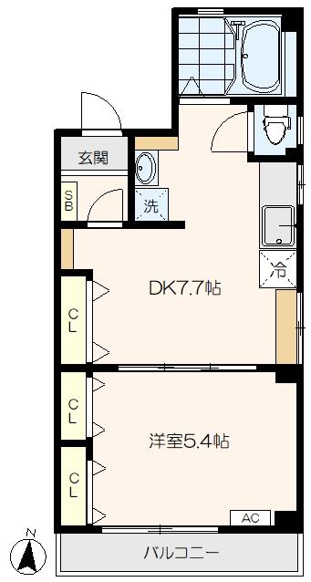 田中ビル(1DK/3階)の間取り写真