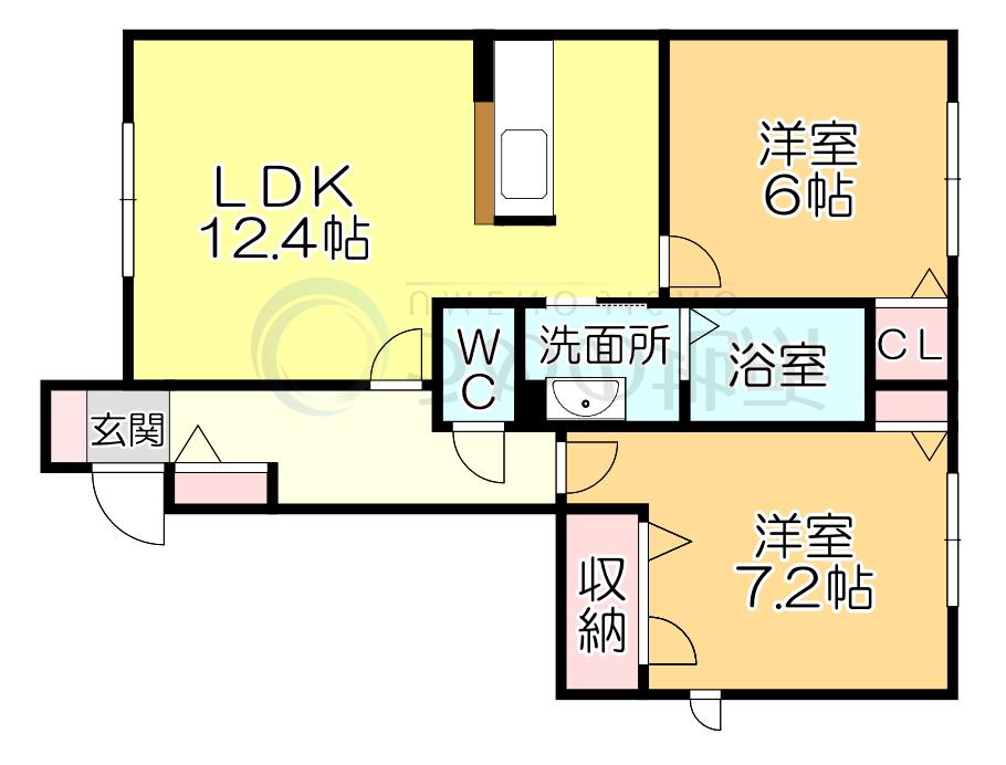 パストラル久留米B(2LDK/1階)の間取り写真