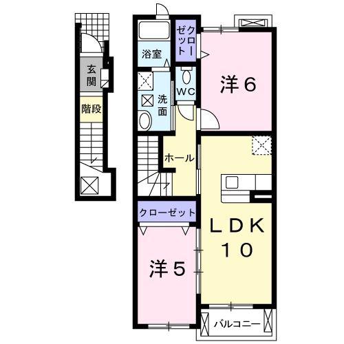 ソレアード(2LDK/2階)の間取り写真