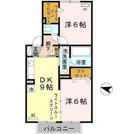 グランドモア日根野(2DK/2階)の間取り写真