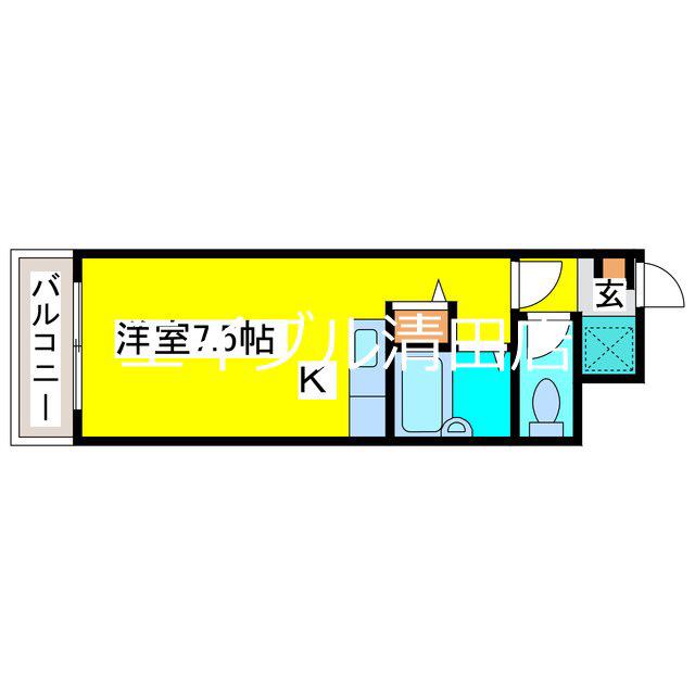 リバーサイドヒルズ(ワンルーム/2階)の間取り写真