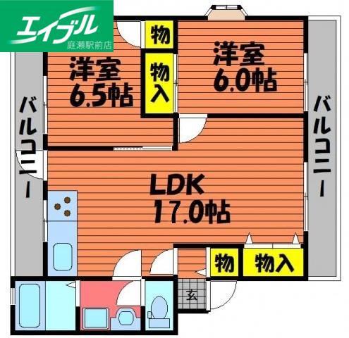 フラワーハイツI(2LDK/1階)の間取り写真