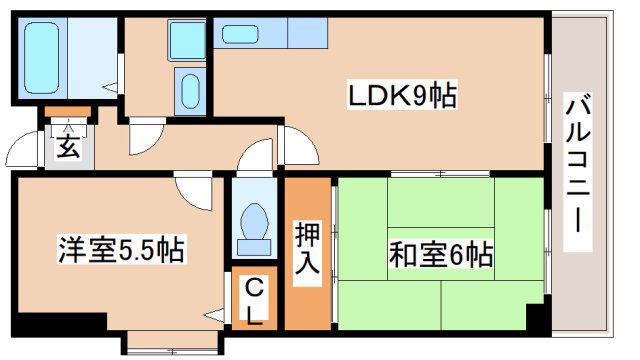 エクラシア鷹取駅前(2LDK/2階)の間取り写真
