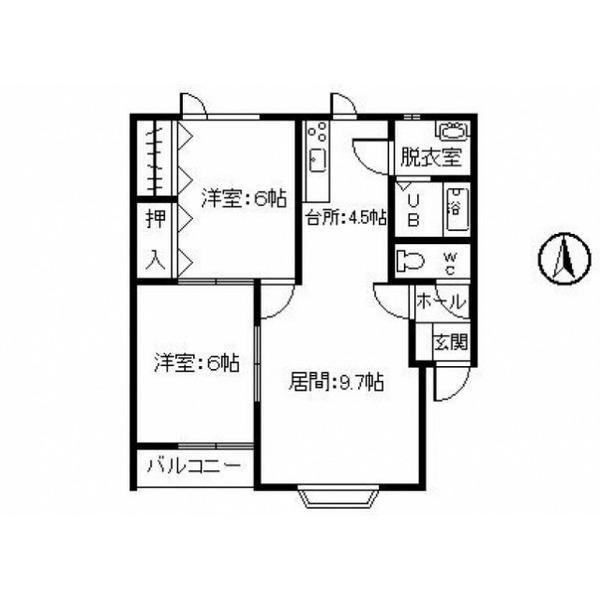 ひまわりハウス(2LDK/2階)の間取り写真