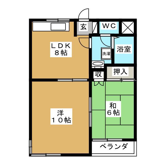 シルクハロー(2LDK/2階)の間取り写真
