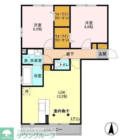 グリーンリーブス港南台 II(2LDK/2階)の間取り写真
