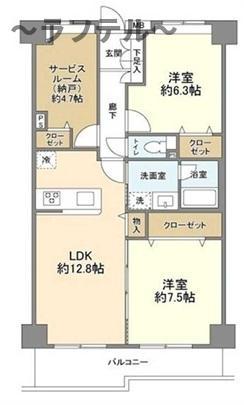 アコール新所沢ウエスト(2SLDK/1階)の間取り写真