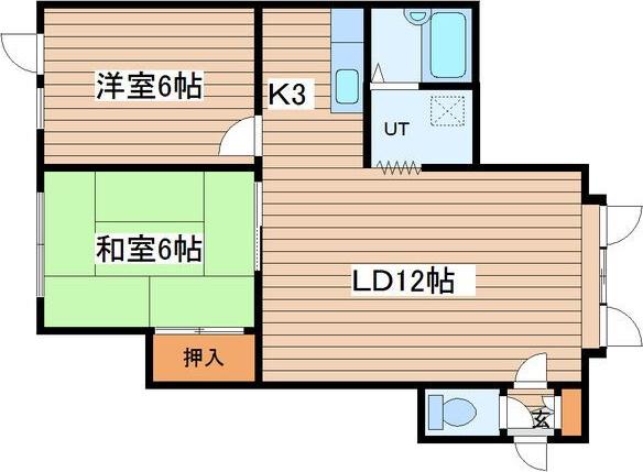 パークハイツ本町(2LDK/2階)の間取り写真
