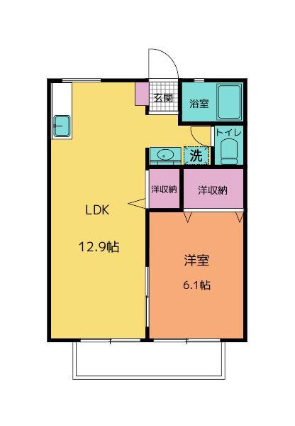 DREAM FOREST 薮田B(1LDK/2階)の間取り写真
