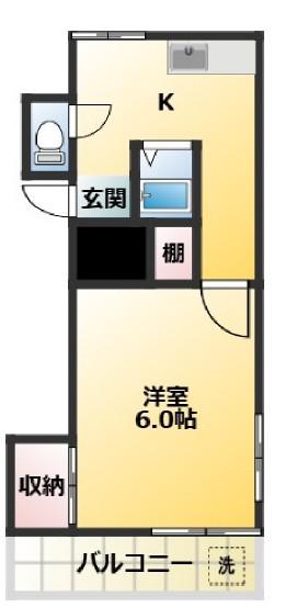 コーポサカネ(1K/2階)の間取り写真