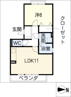 サンDEセジュール(1LDK/1階)の間取り写真