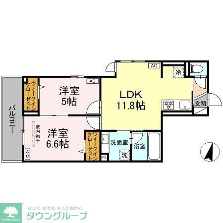 D PAINA 木月住吉町(2LDK/3階)の間取り写真