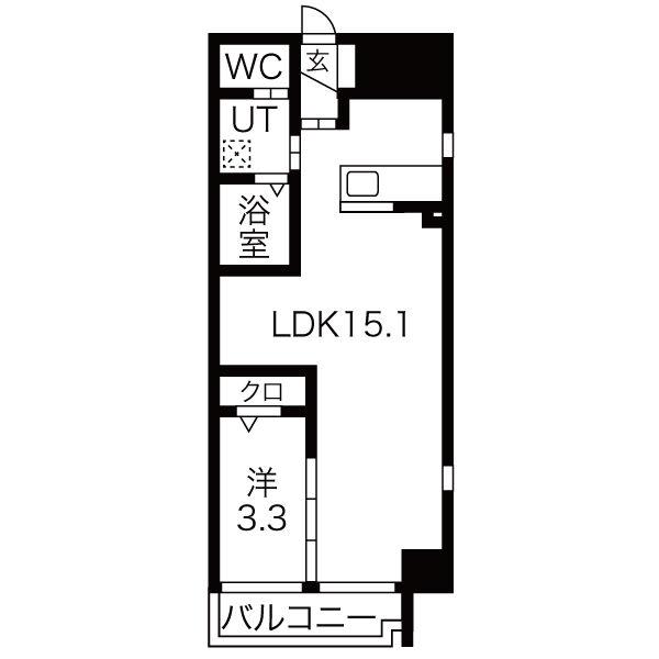 アランヴェール覚王山(1LDK/3階)の間取り写真