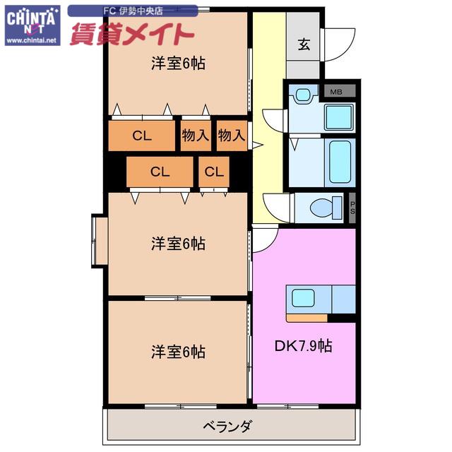 ファームガーデン利平治 B(3DK/1階)の間取り写真