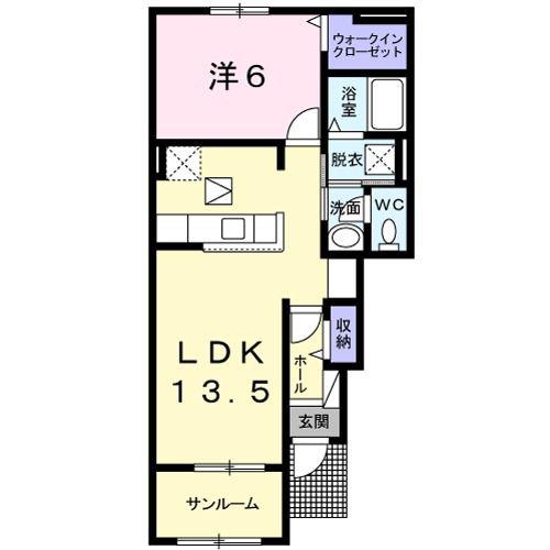 シェーネブリーゼ(1LDK/1階)の間取り写真
