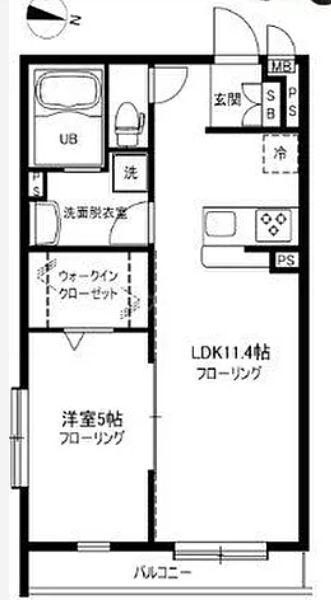 板橋区 中板橋駅マンション(1LDK/2階)の間取り写真